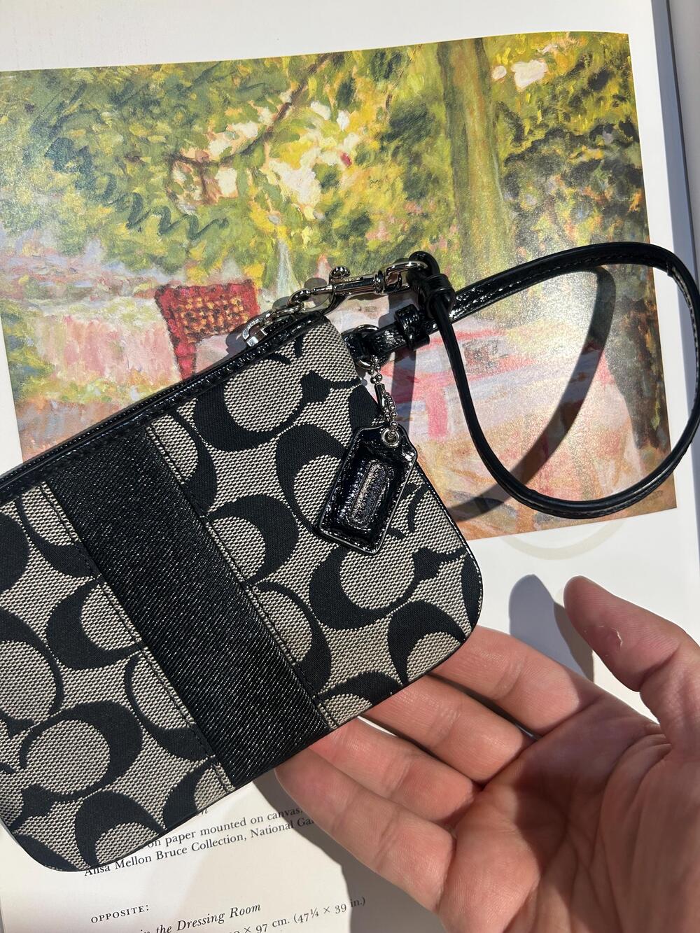 Signature stripe small wristlet (coach f49174) silver/black/white/black - Picture 8 of 8